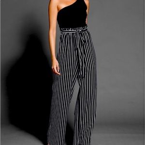 Paperbag stripe jumpsuit by Venus in size S